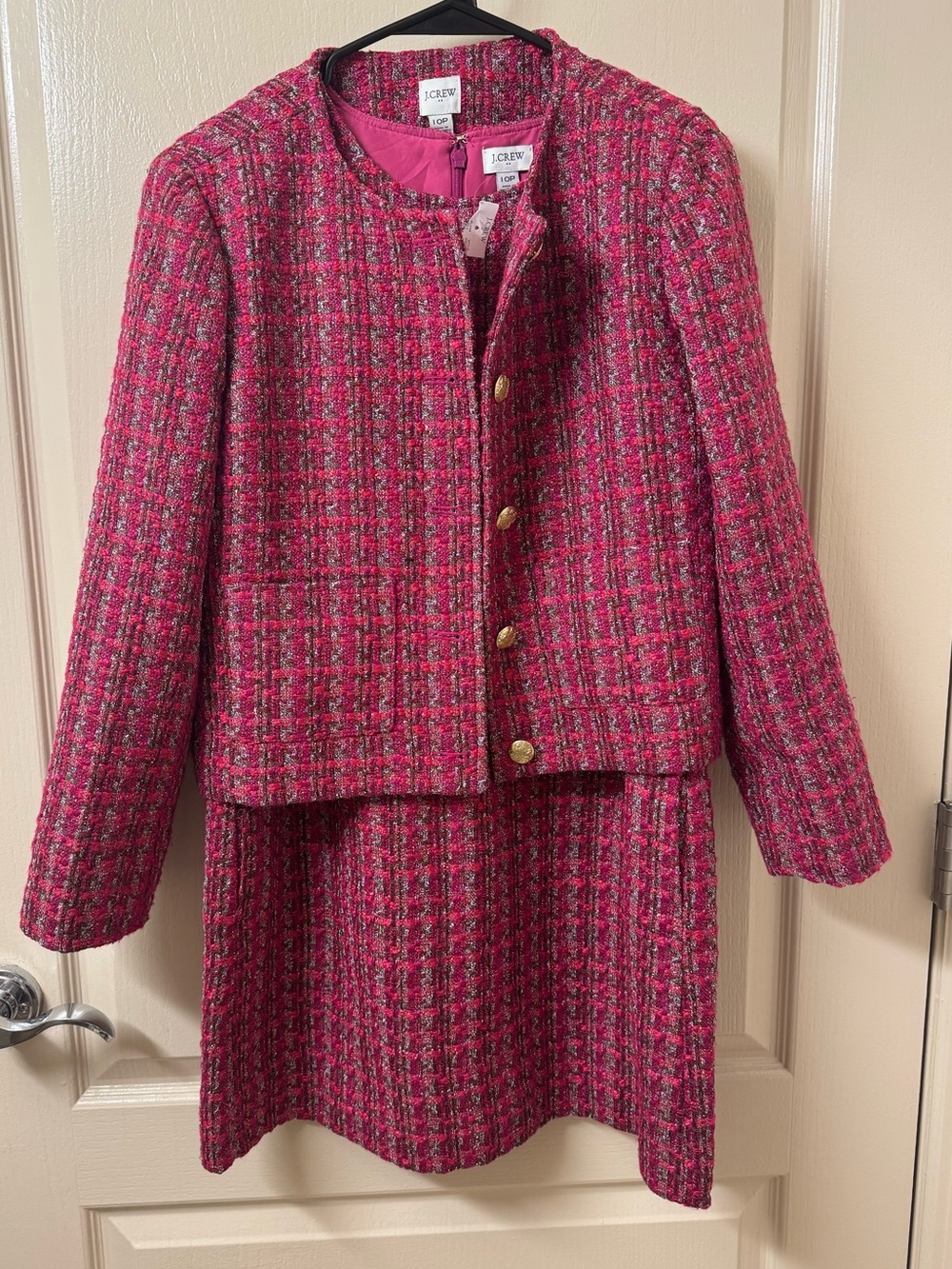 NWT J.Crew Pink Tweed Jacket & Dress Set Size 10P